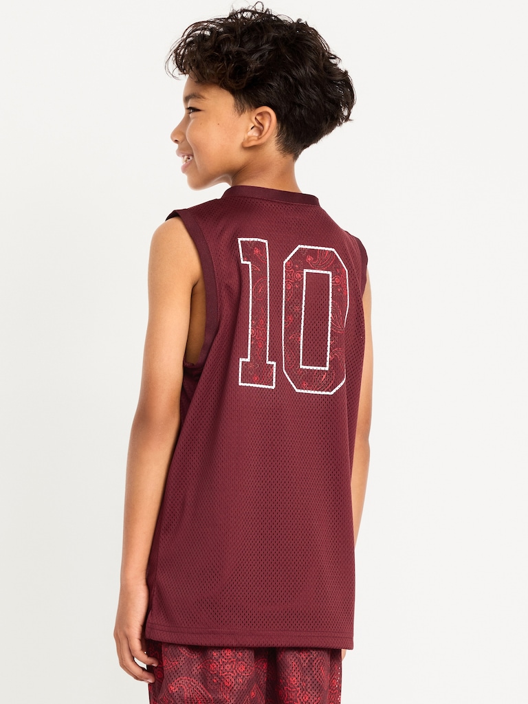Mesh Graphic Basketball Tank Top for Boys