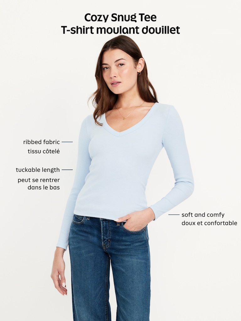Cozy Snug Long-Sleeve V-Neck T-Shirt