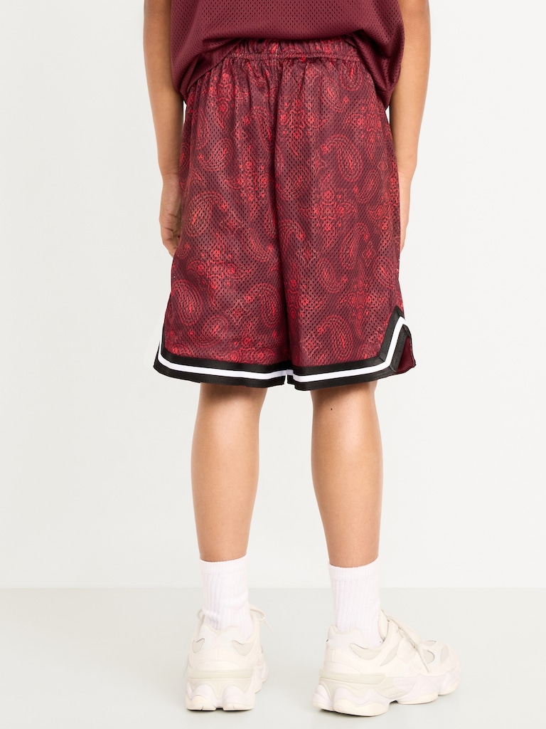 Printed Mesh Basketball Shorts for Boys (At Knee)