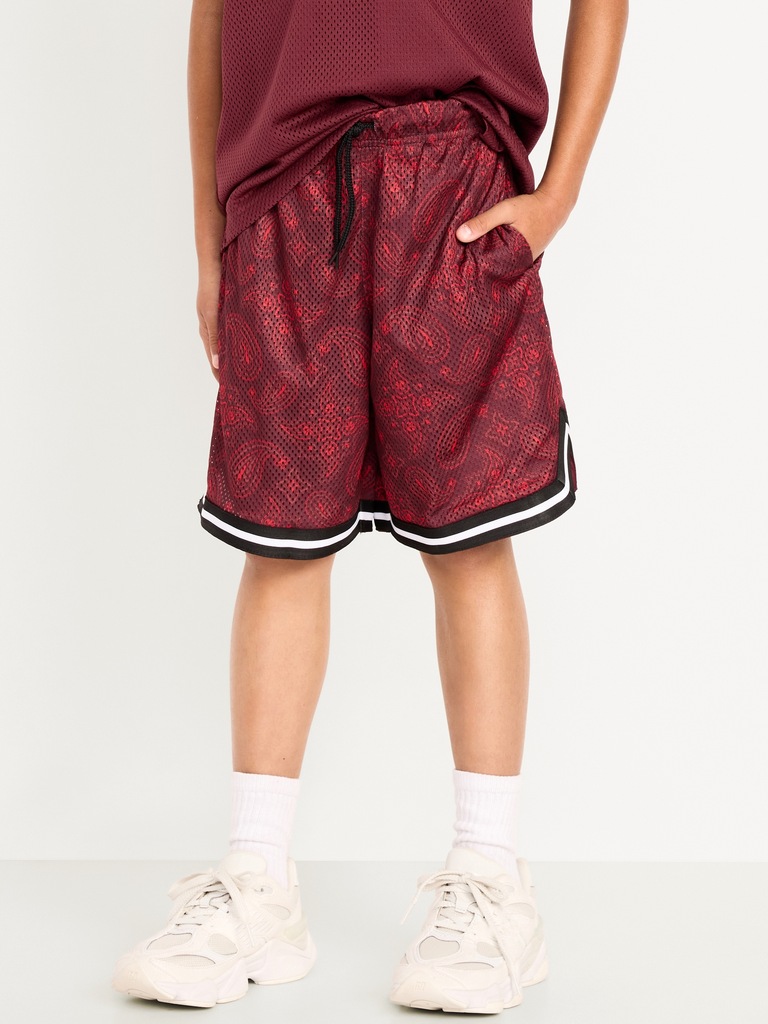 Printed Mesh Basketball Shorts for Boys (At Knee)
