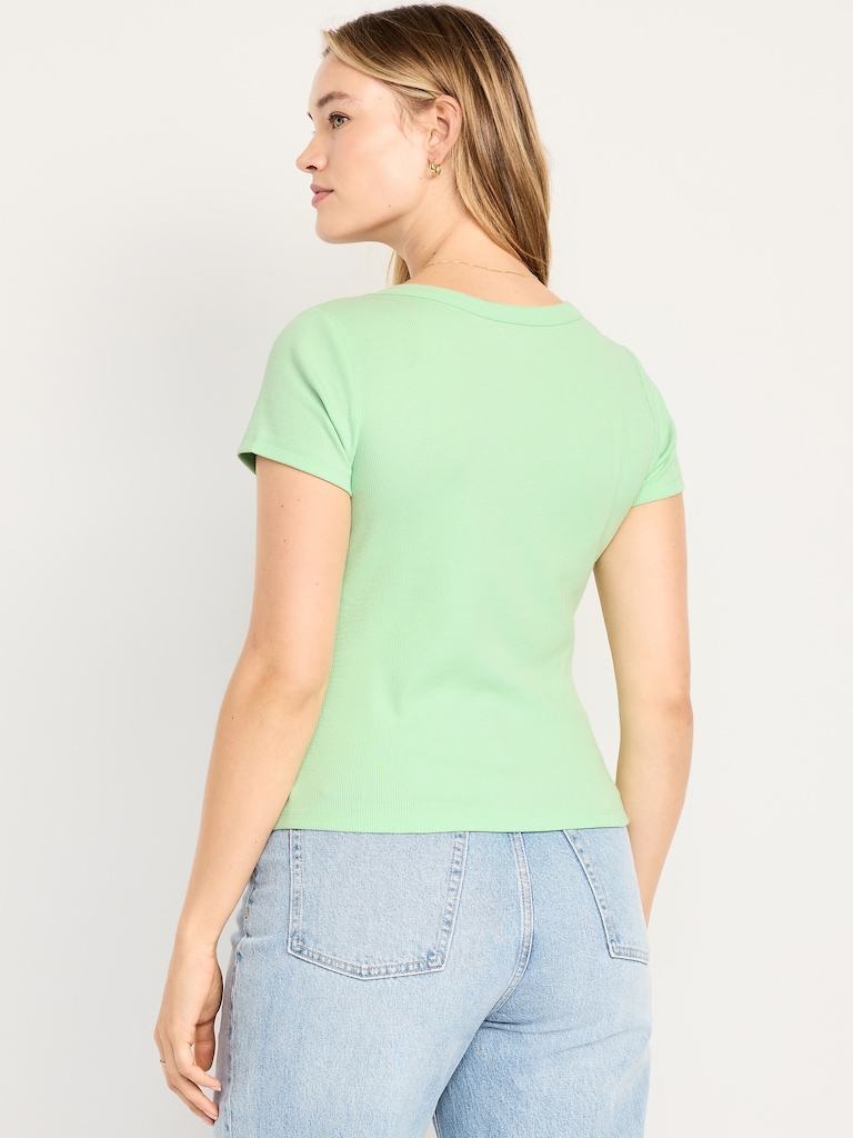 Snug V-Neck Crop T-Shirt