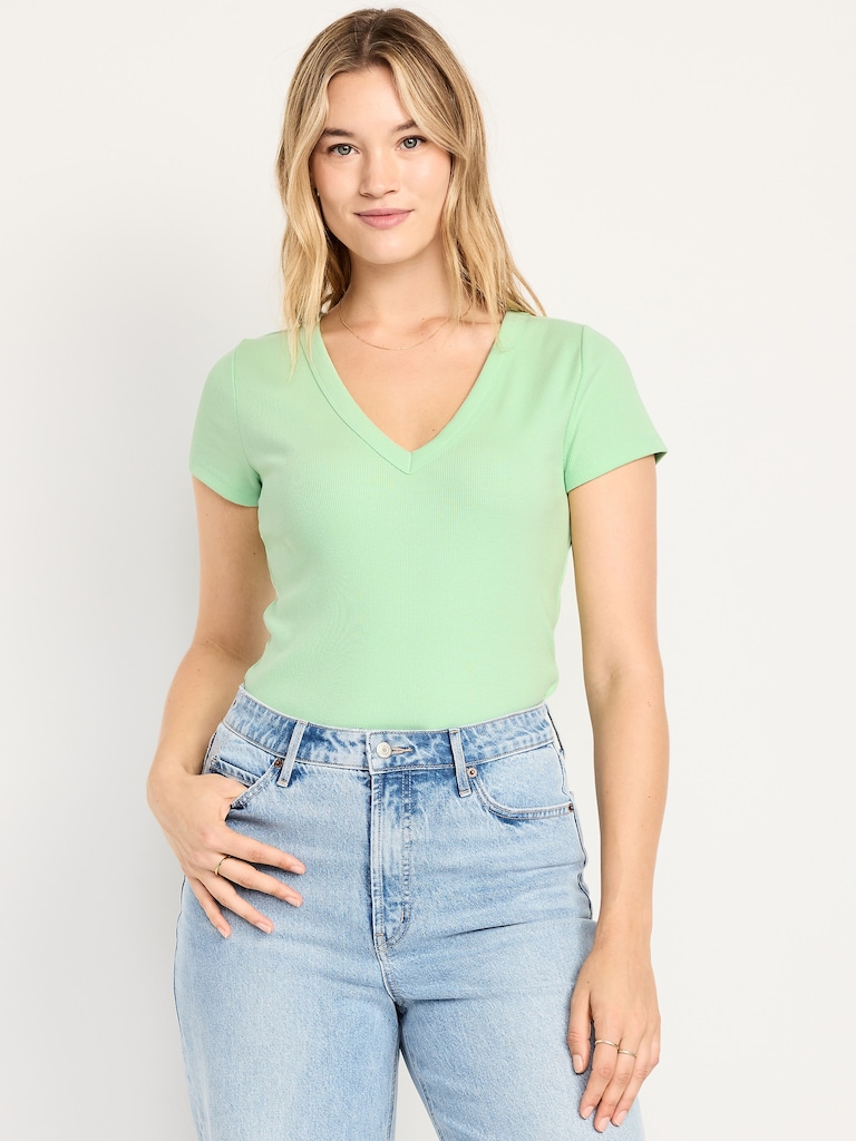 Snug V-Neck Crop T-Shirt