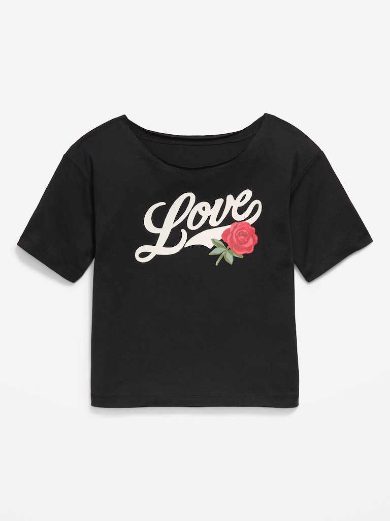 Off-Shoulder Graphic T-Shirt for Girls