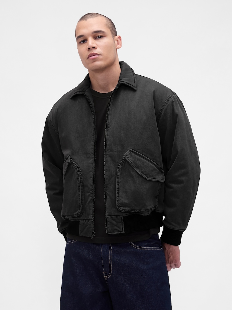 Washed Twill Bomber Jacket