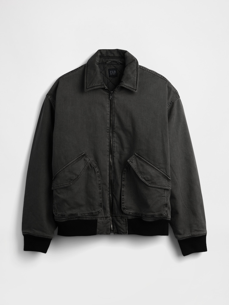 Washed Twill Bomber Jacket