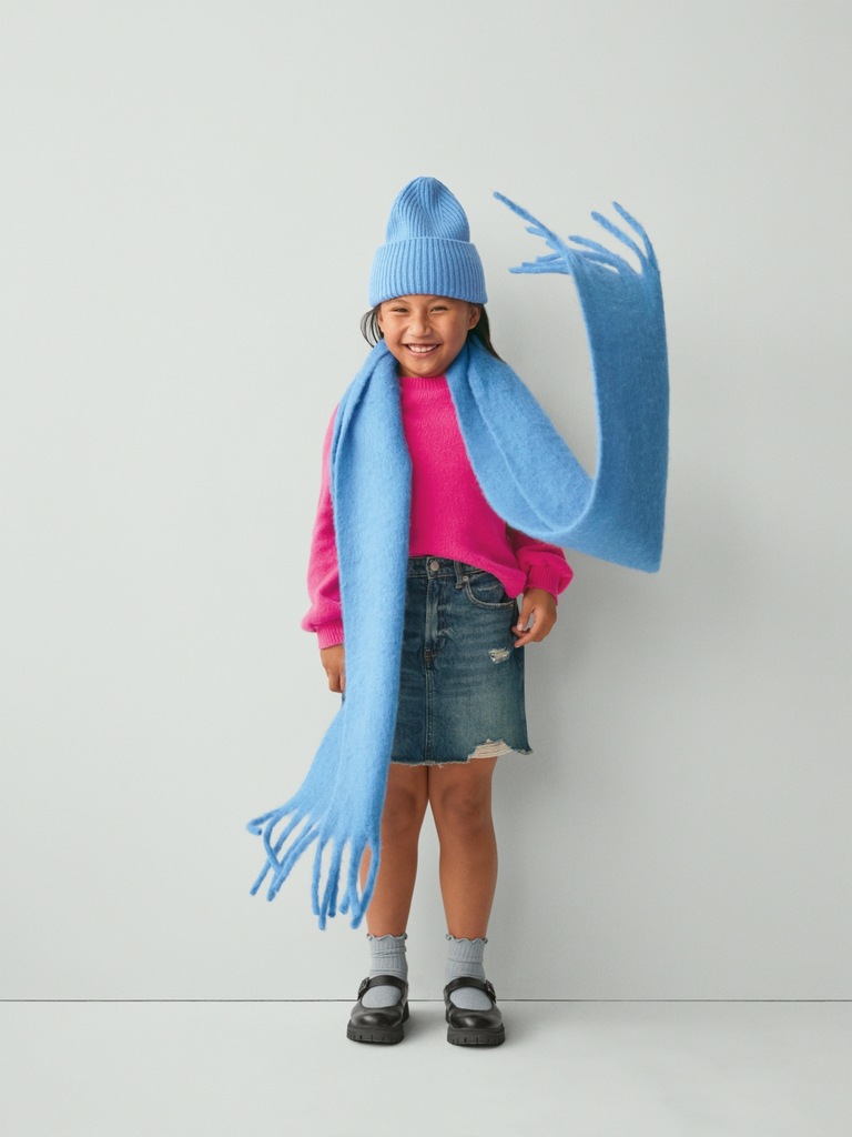 Kids High Rise Denim Skirt