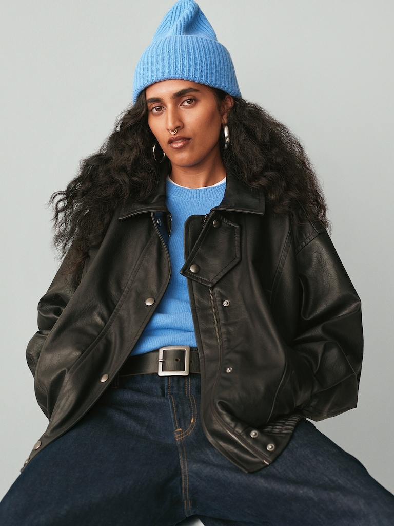 Oversized Vegan Leather Jacket