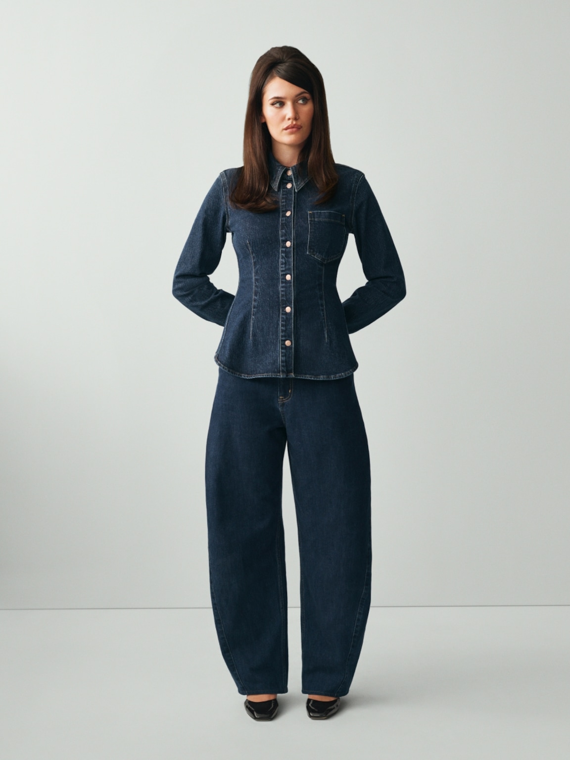 Denim Cinch-Seam Shirt