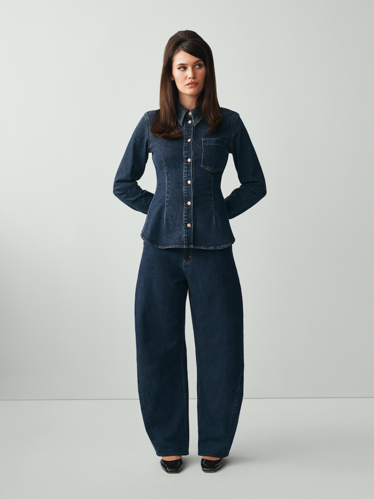 Denim Cinch-Seam Shirt