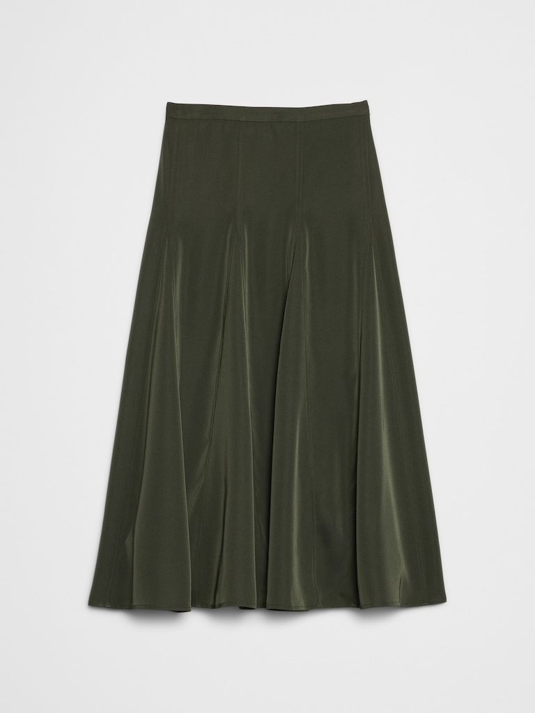 Godet Sheen Midi Skirt