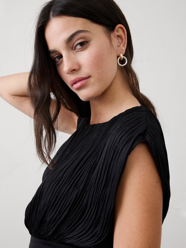 Mixed Metal Chunky Drop Hoop Earrings