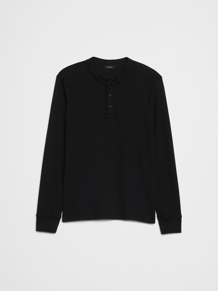 Standard-Fit Mini Ribbed Henley