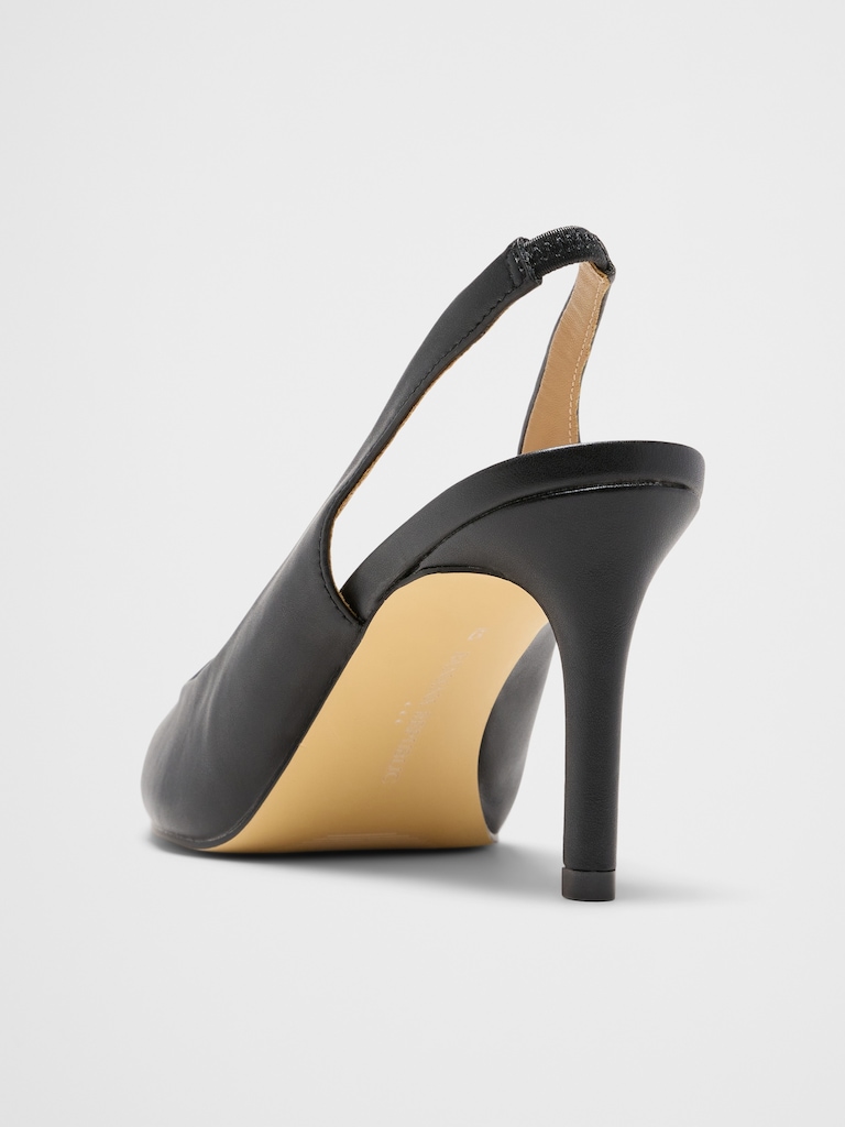 Metal Toe Cap Slingback Heel