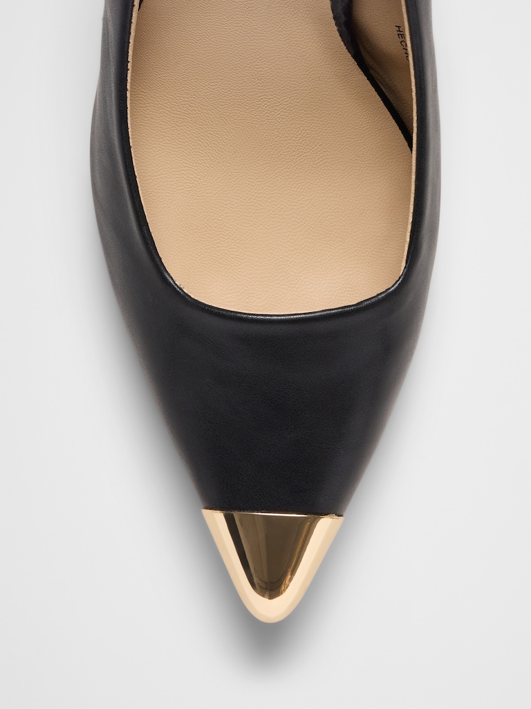 Metal Toe Cap Slingback Heel