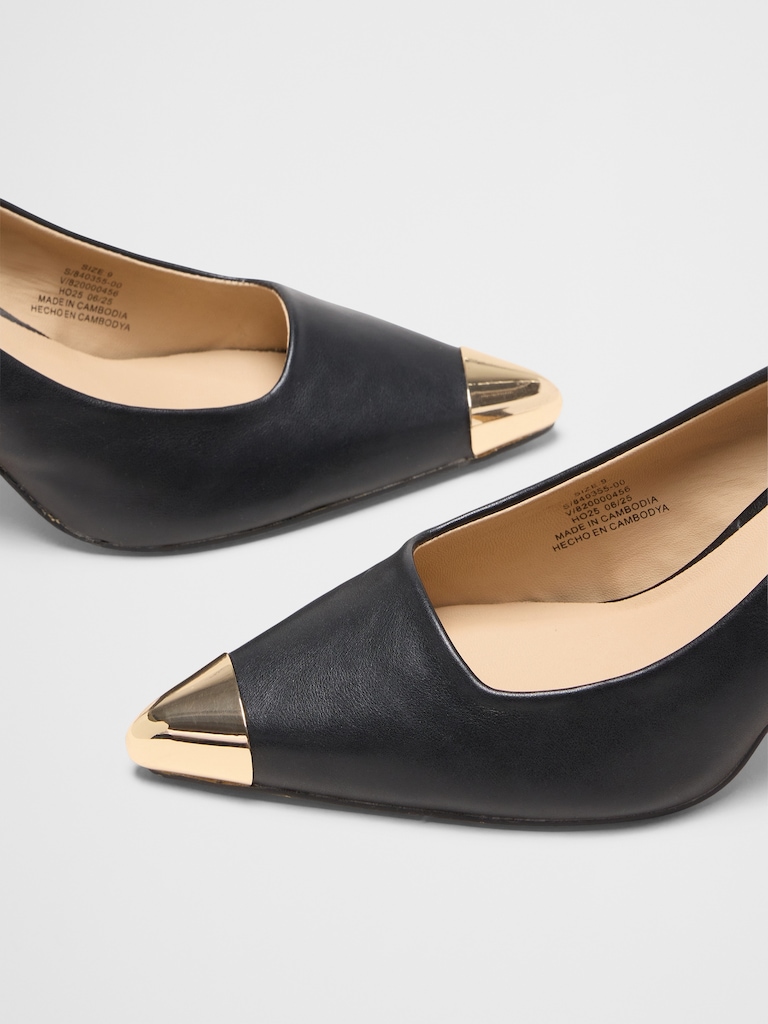 Metal Toe Cap Slingback Heel