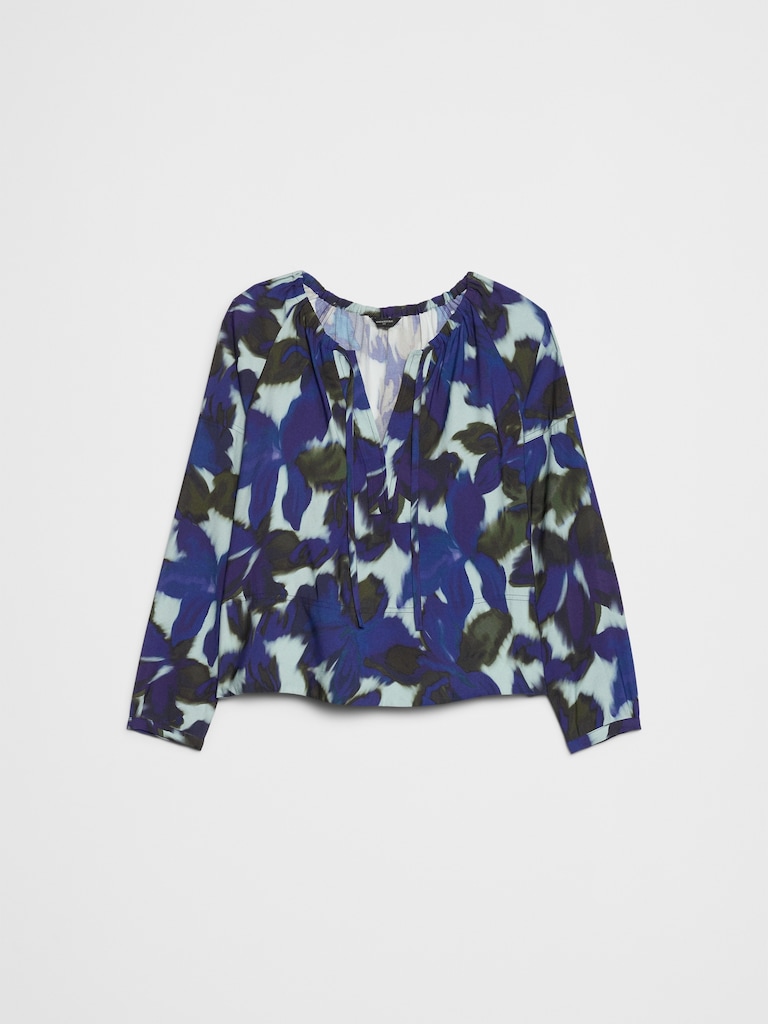 Twill Shirred Popover Shirt