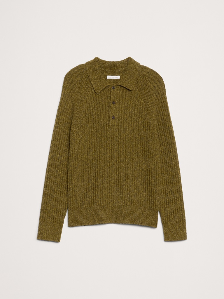 Bouclé Ribbed Sweater Polo