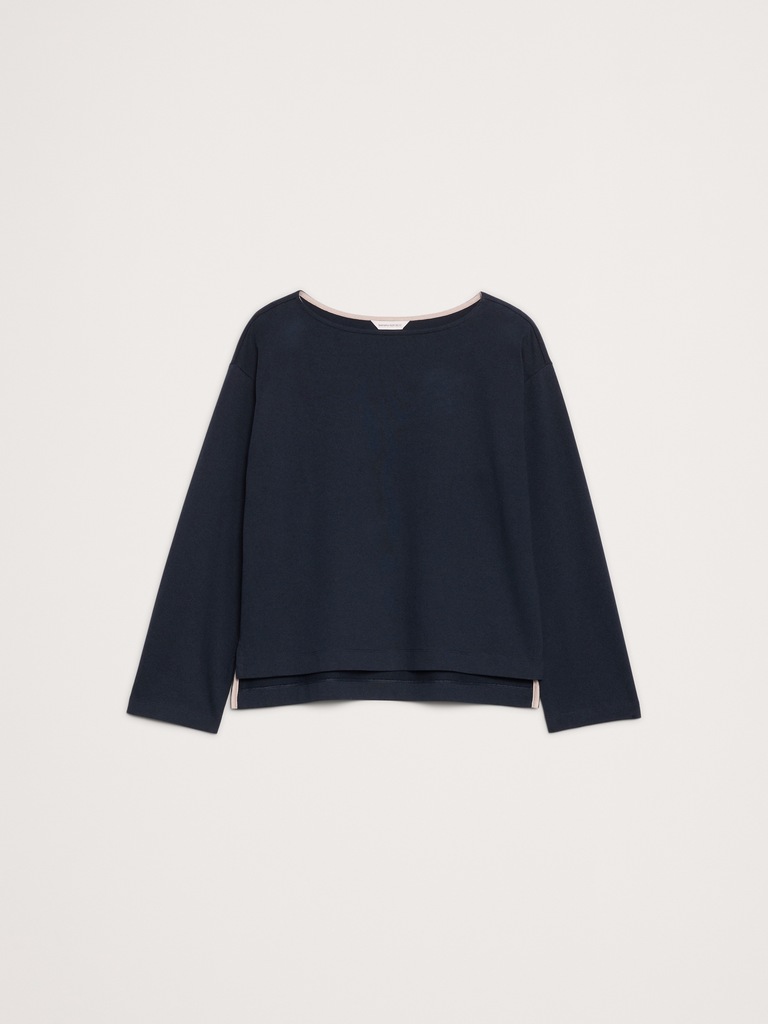 Relaxed Cotton Boat-Neck Top