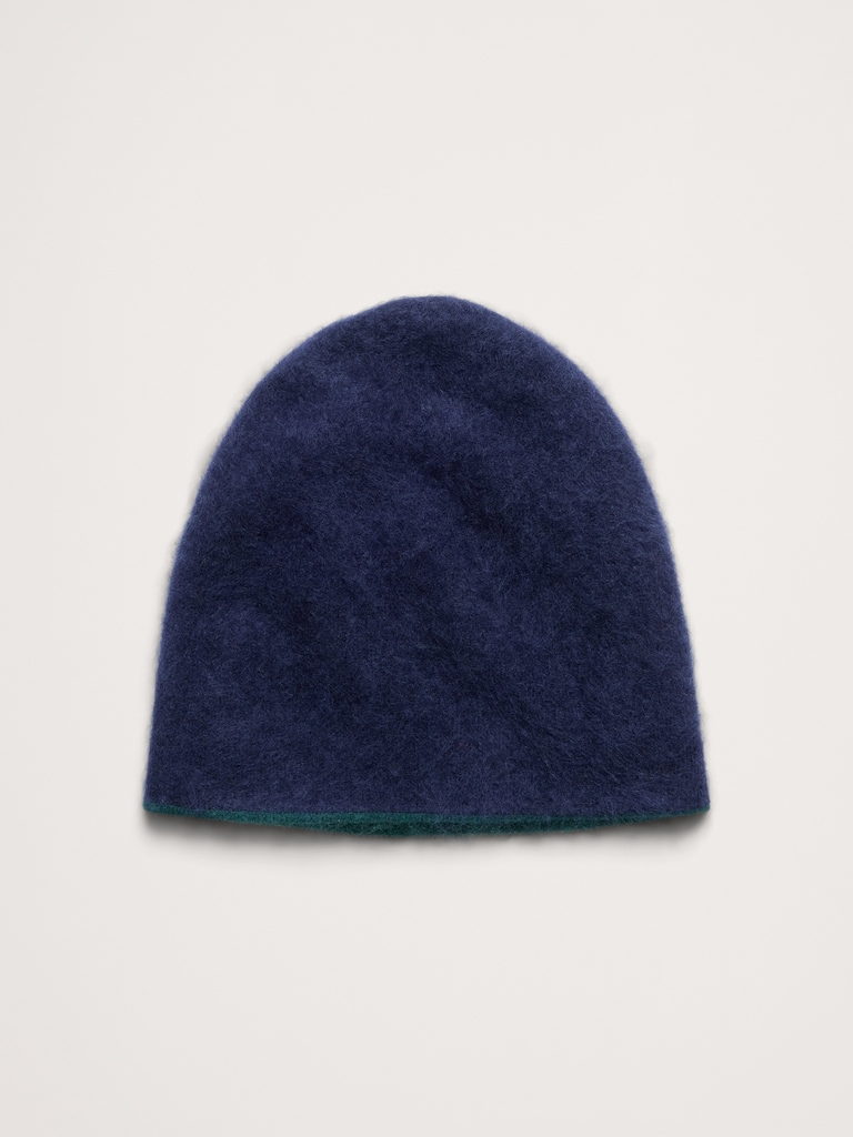 Reversible Brushed Wool-Cashmere Beanie