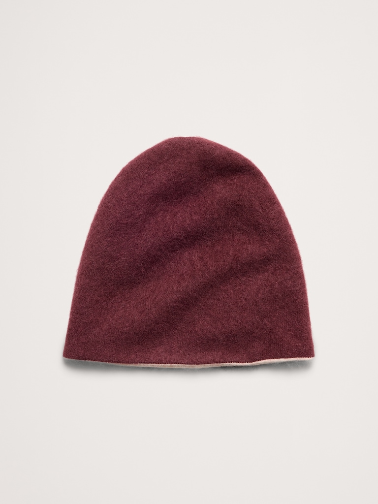 Reversible Brushed Wool-Cashmere Beanie