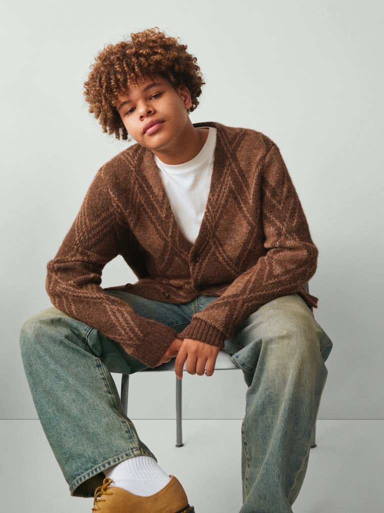 Brushed Argyle Cardigan