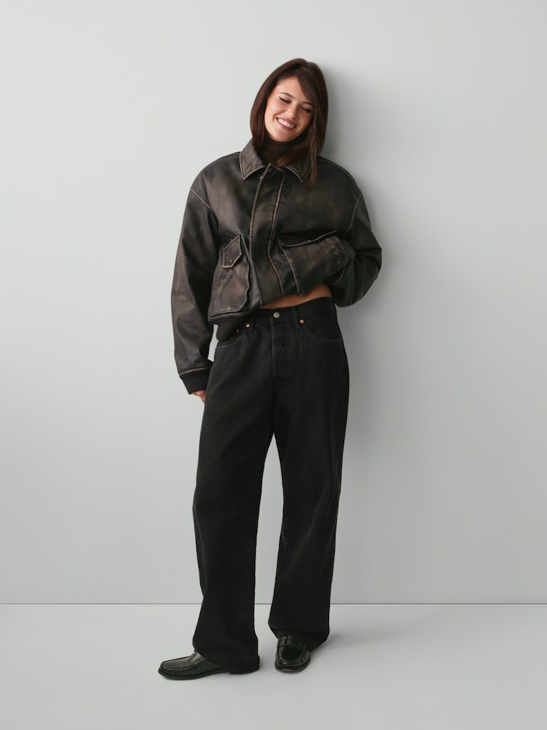 Recycled Vegan Leather Bomber Jacket