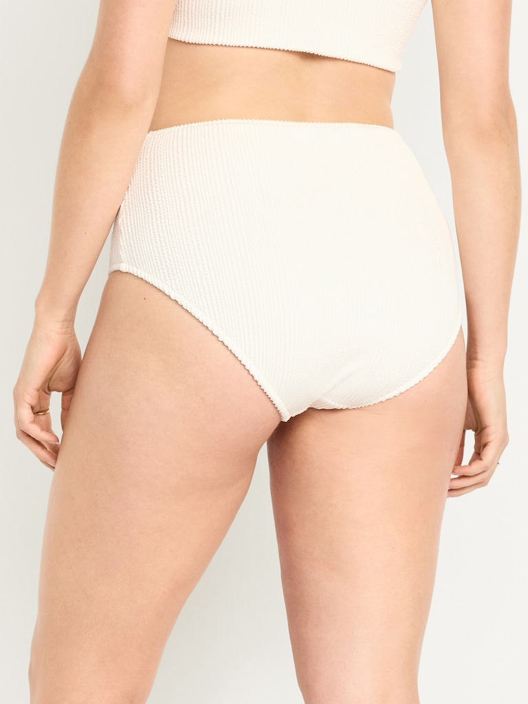 High-Waisted Ribbed Bikini Swim Bottoms