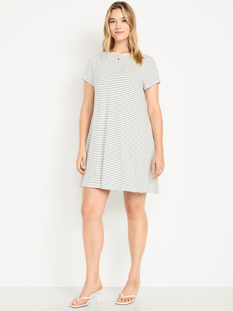 Short-Sleeve Mini Swing Dress
