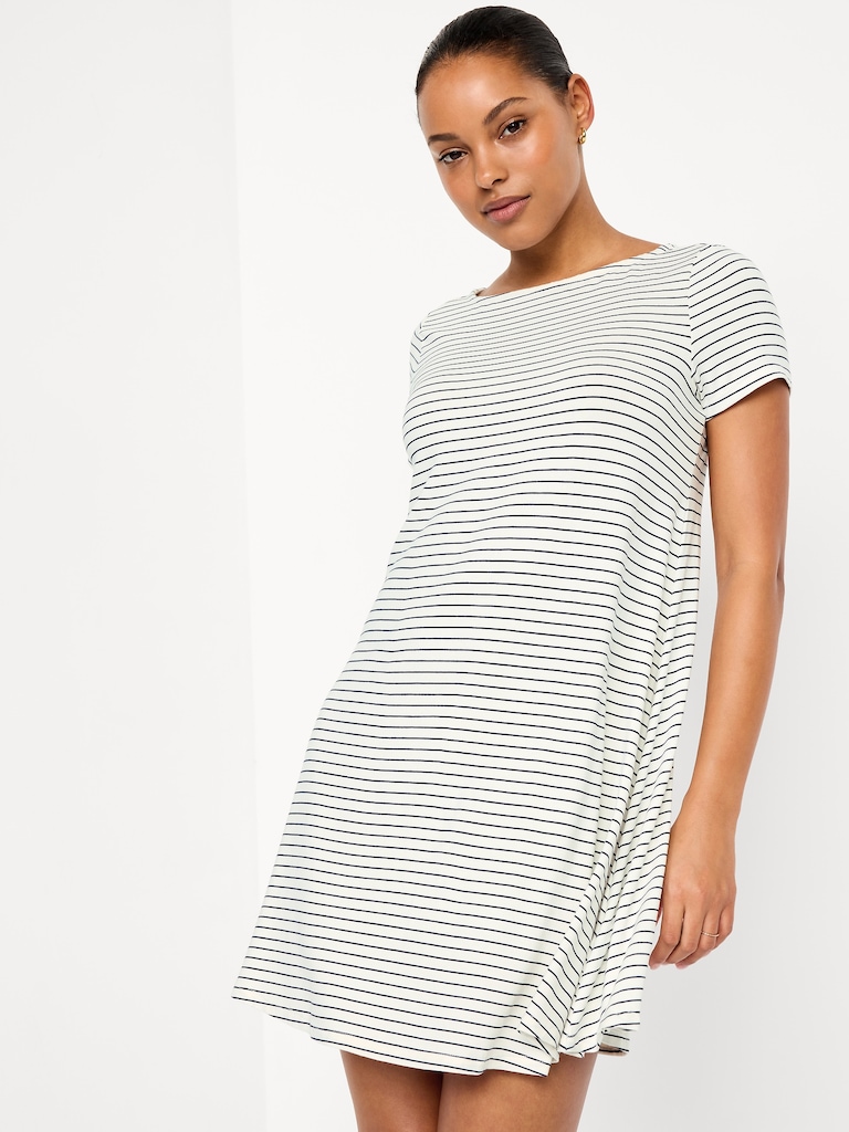 Short-Sleeve Mini Swing Dress