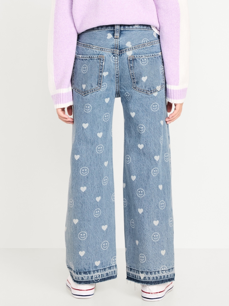 Printed Baggy Wide-Leg Jeans for Girls