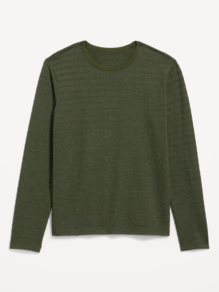 Long-Sleeve Textured-Knit Striped T-Shirt