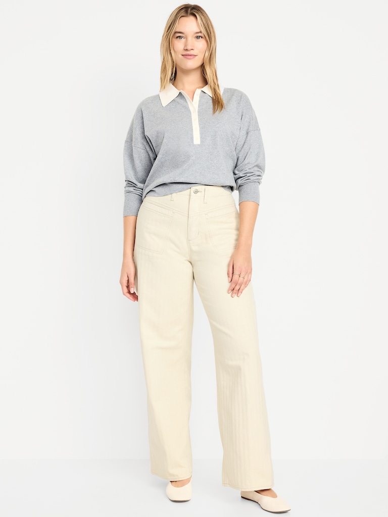 High-Waisted Baggy Wide-Leg Utility Jeans