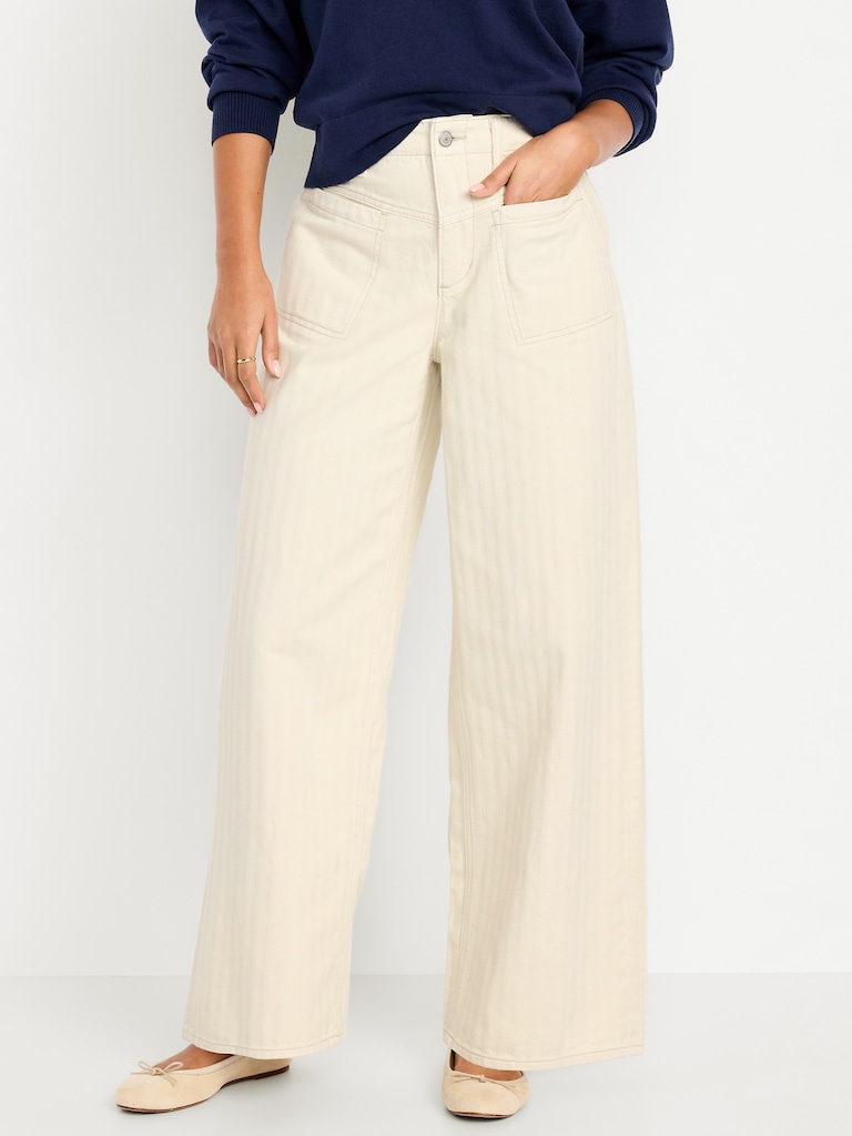 High-Waisted Baggy Wide-Leg Utility Jeans
