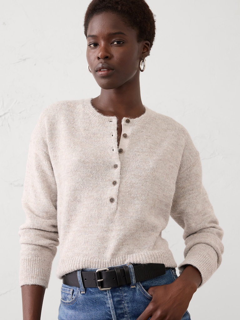 Henley Brushed Pullover Sweater