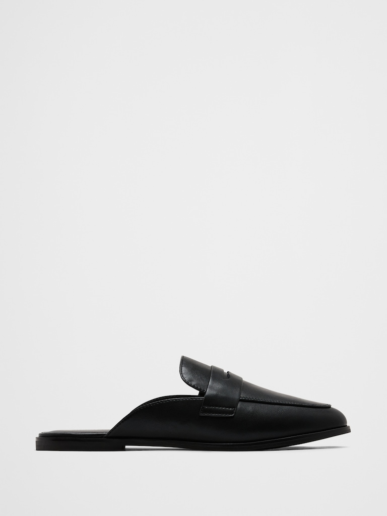 Vegan Leather Loafer Mule