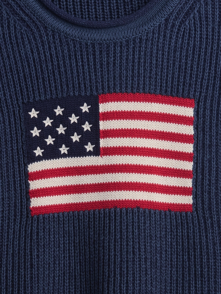 100% Cotton Oversized Crop Americana Sweater