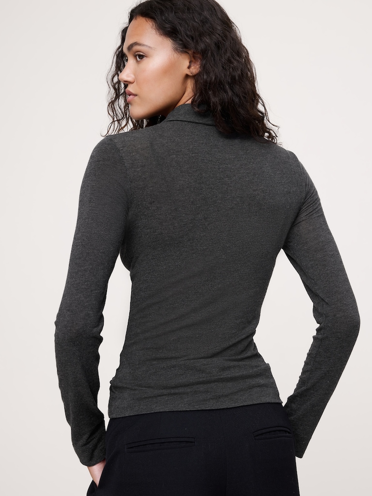 Sheer Lyocell-Wool Polo