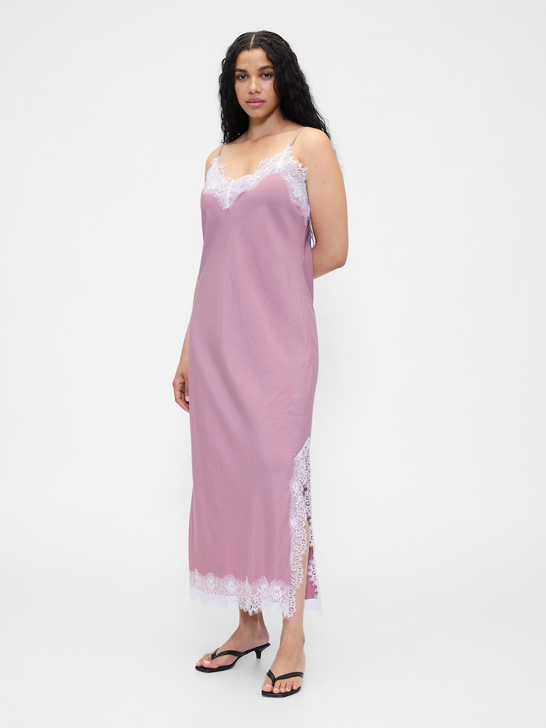 Lace-Trim Maxi Slip Dress