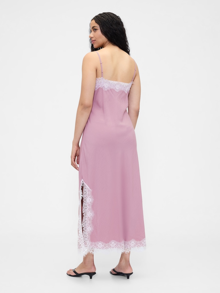 Lace-Trim Maxi Slip Dress