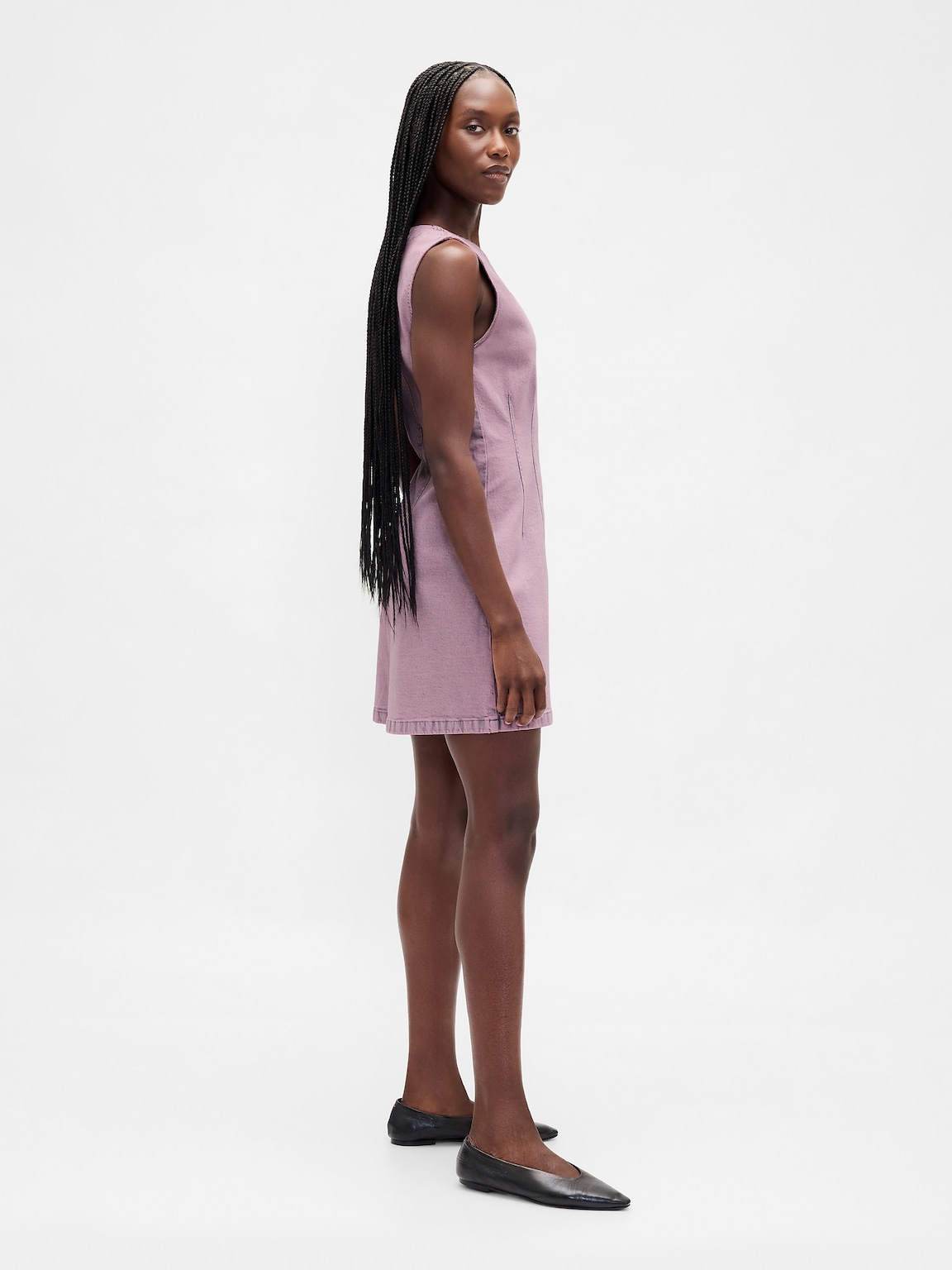 Denim V-Neck Mini Dress