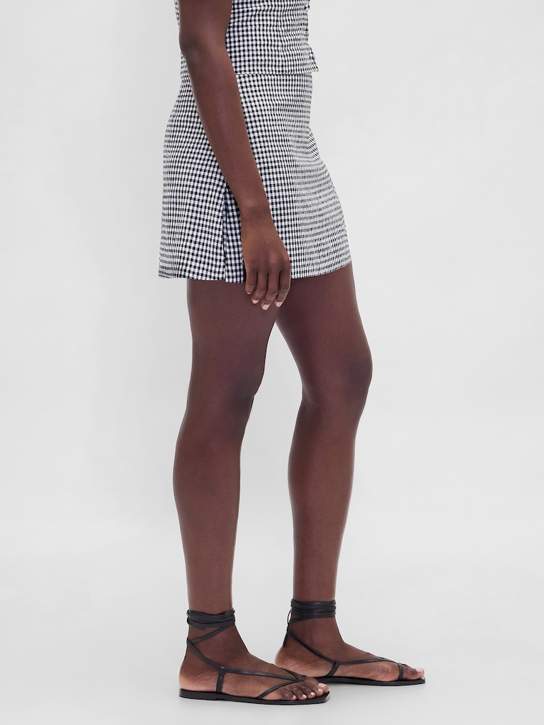 Low Rise Linen-Blend Mini Skort