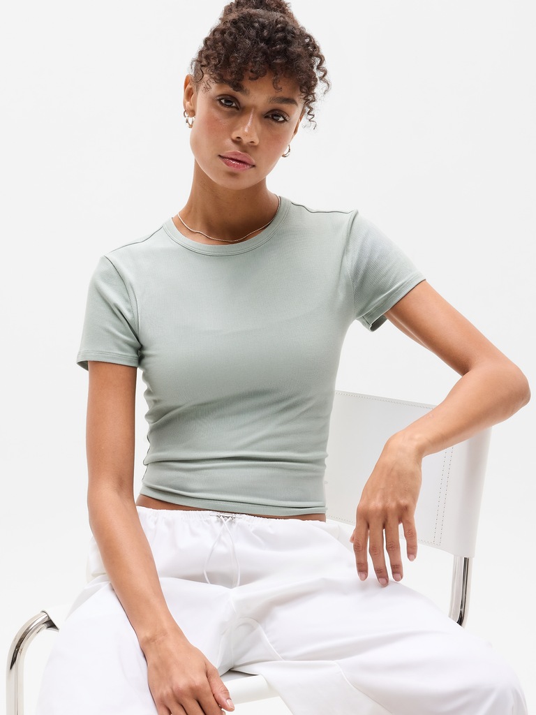 Signature Rib Crop Tee