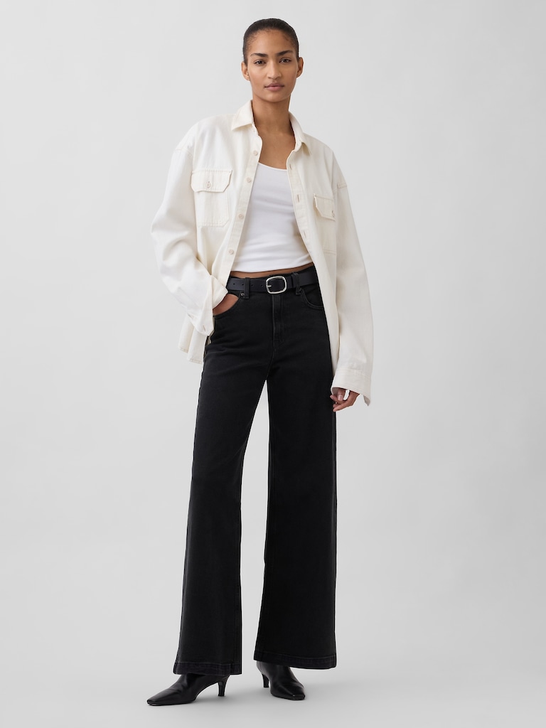 High Rise Stride Wide-Leg Jeans