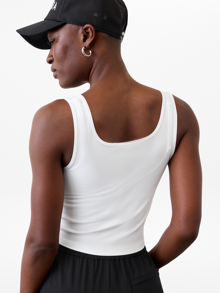 Signature Rib Square Neck Crop Tank