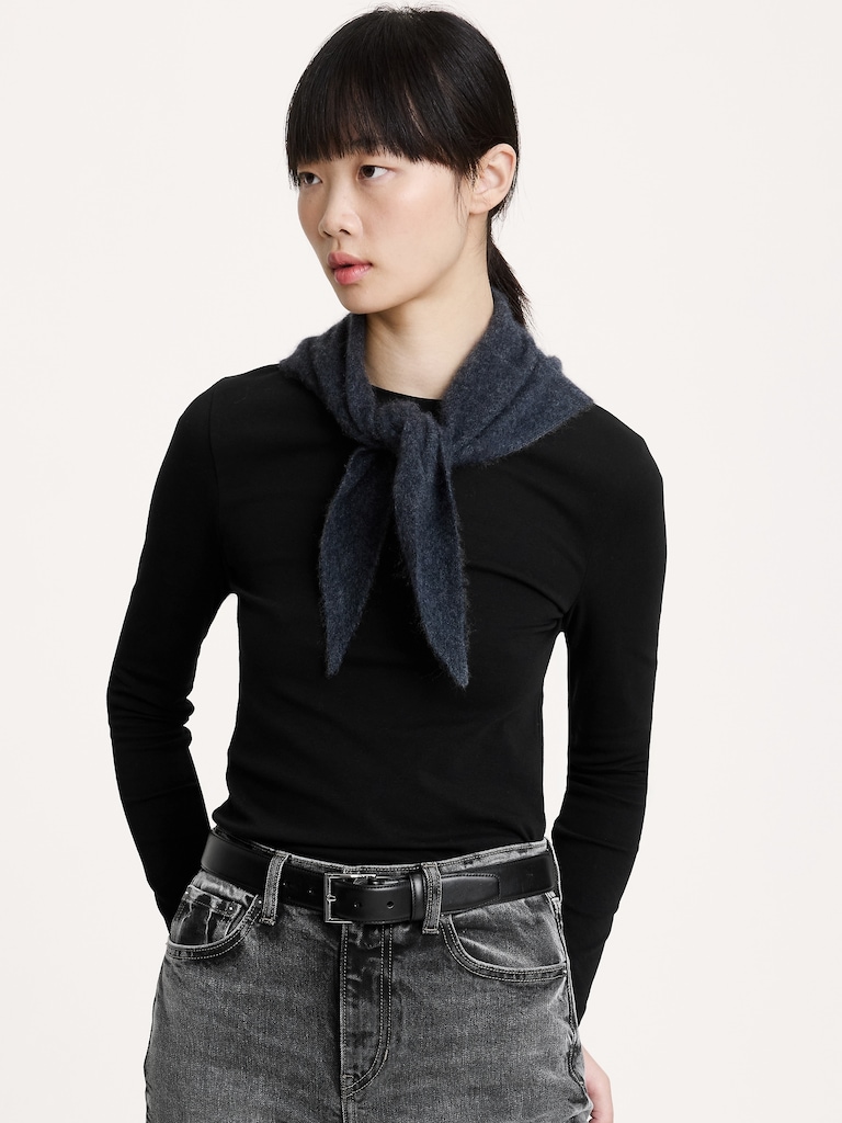 Écharpe triangulaire en mélange de laine et cachemire brossé