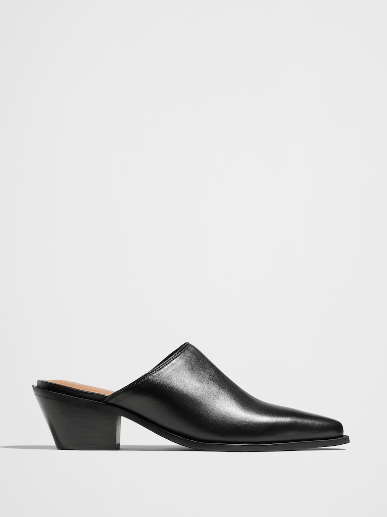 Leather Heeled Mule
