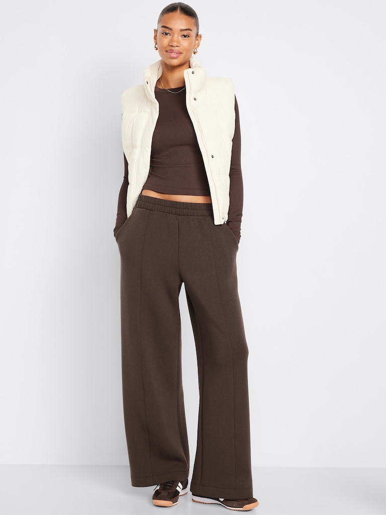 High-Waisted Bounce Fleece Wide-Leg Sweatpants