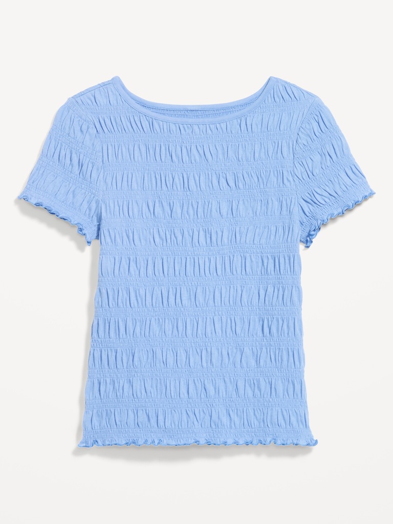 Slit-Neck Smocked Top