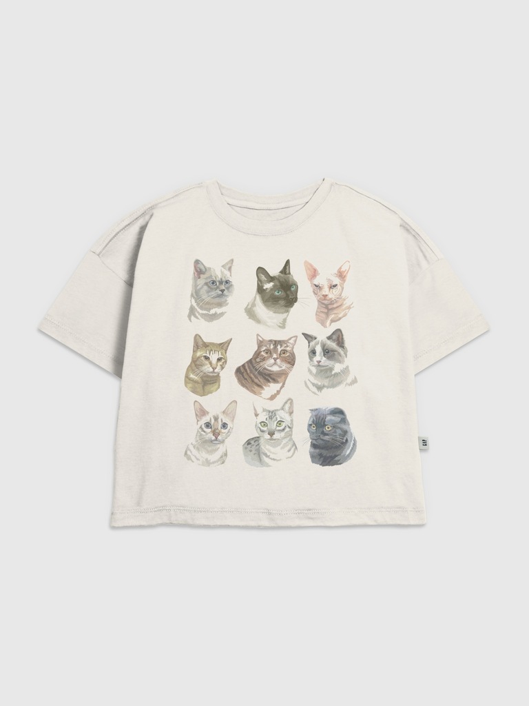 Kids Cat Faces Graphic T-Shirt