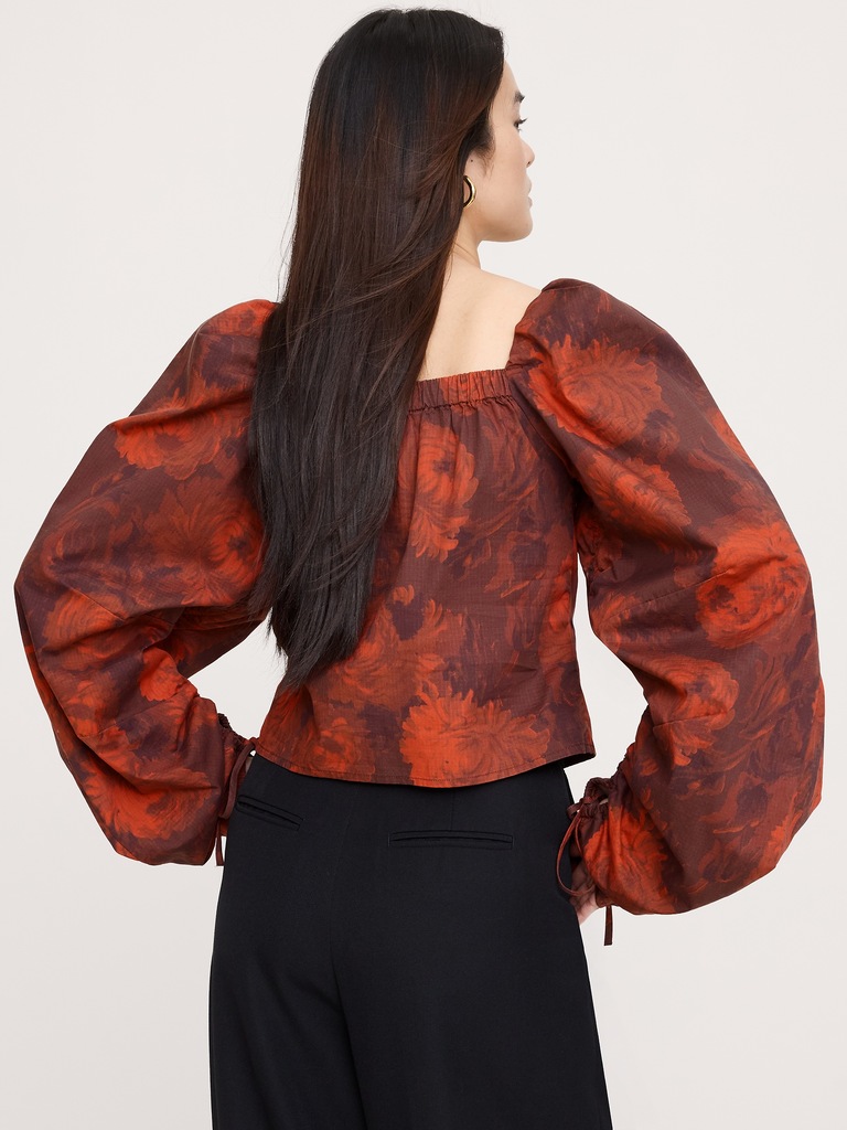 Stretch-Cotton Square-Neck Top